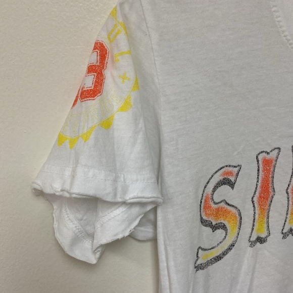 Sinful 💯 Cotton Butter Soft Print Tee Distressed Collar and Sleeveless - Picture 5 of 16